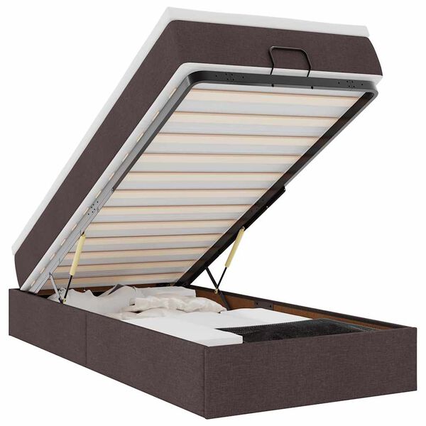 vidaXL Ottoman r&uacute;mgrind me&eth; d&yacute;nu D&ouml;kkbr&uacute;nt 100x200 cm Efni