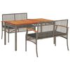 vidaXL 3 Hluta Gar&eth;bor&eth;stofusett me&eth; Gr&aacute;um Sessum P&oacute;l&yacute;rattan