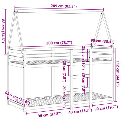 vidaXL Koja án Dýnu 90x200 cm Gegnheil Fura