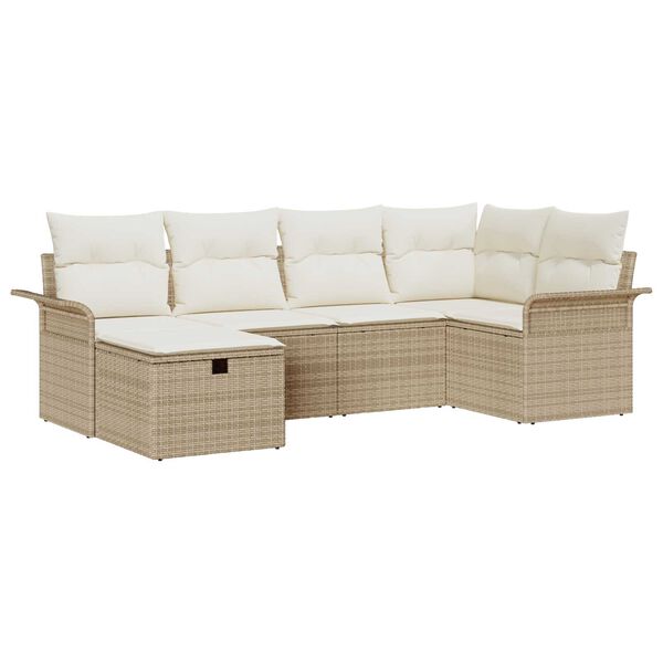 vidaXL Gar&eth;s&oacute;fa sett me&eth; p&uacute;&eth;i me&eth; geymslu 6 pcs Poly rattan