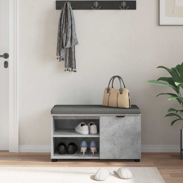 vidaXL Hallarbekk SteyptGr&aacute;r 80 x 38 x 46 cm Virkur tr&eacute; og d&uacute;kur