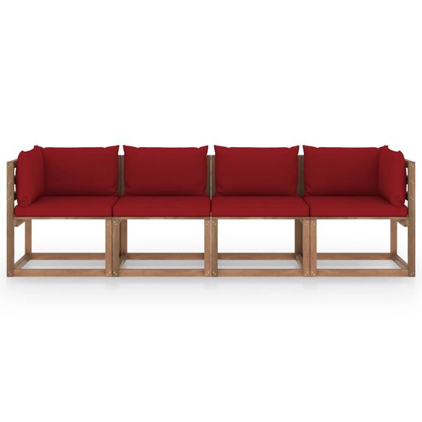 vidaXL 4 S&aelig;ta Gar&eth;s&oacute;fi &uacute;r Brettum me&eth; Sessum Gagnvarin Fura