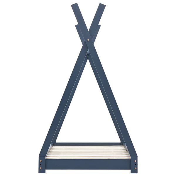 vidaXL Barnarúmgrind Grár Gegnheil Fura 80x160 cm