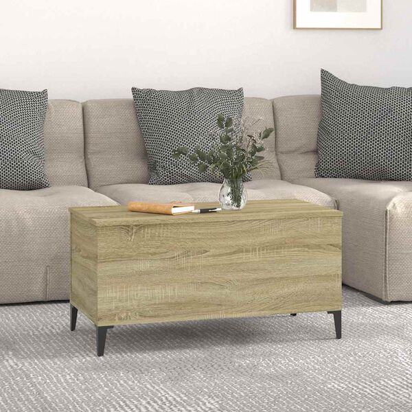 vidaXL Sófaborð Sonoma Eikarlitur 90x44,5x45 cm Samsettur Viður