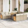 vidaXL 11 bita gar&eth;s&oacute;fasett me&eth; p&uacute;&eth;um Beige Poly Rattan Acacia