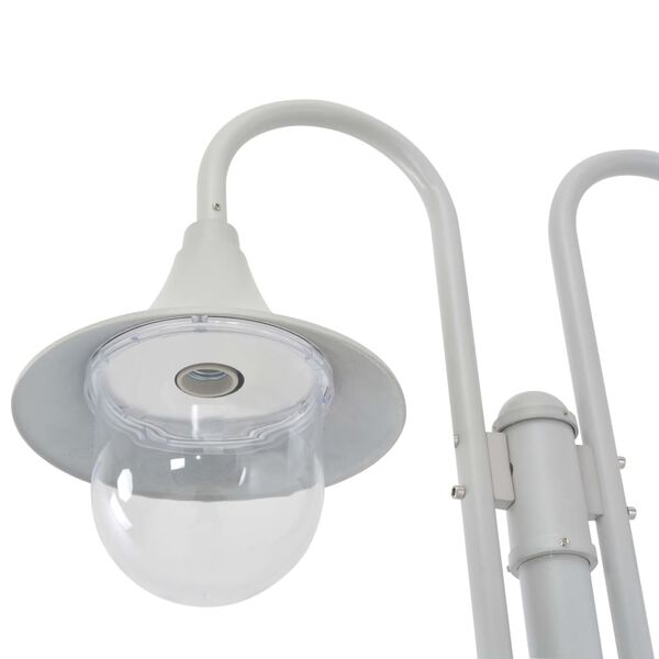 vidaXL Garðljósastaur E27 220 cm Ál Tveggja Lampa Hvítur