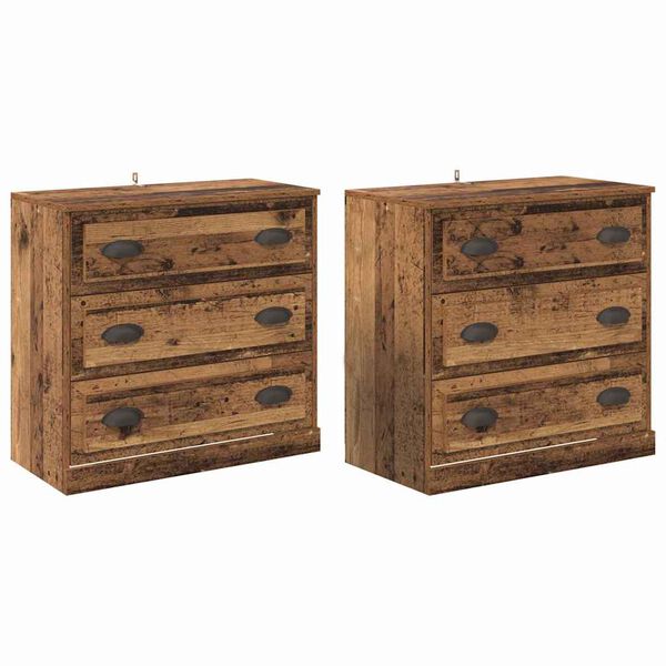 vidaXL Hli&eth;arbor&eth; me&eth; sk&uacute;ffu 2 pcs Gamall vi&eth;ur 70 x 35,5 x 67,5 cm