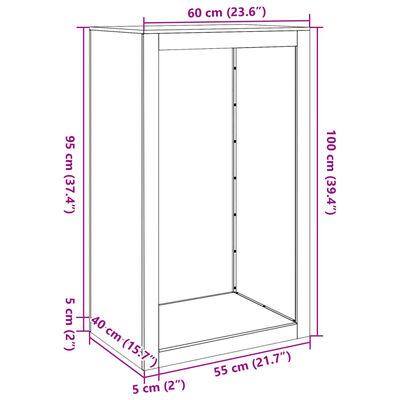 vidaXL Eldiviðargrind 60x40x100 cm Corten Stál