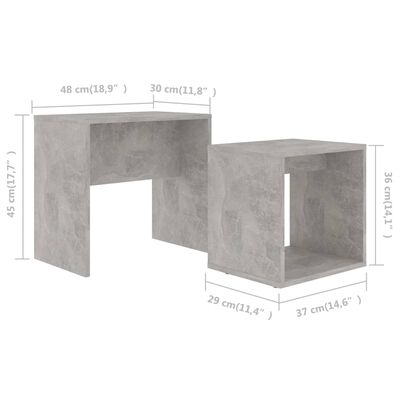 802889 vidaXL Coffee Table Set Concrete Grey 48x30x45 cm Chipboard
