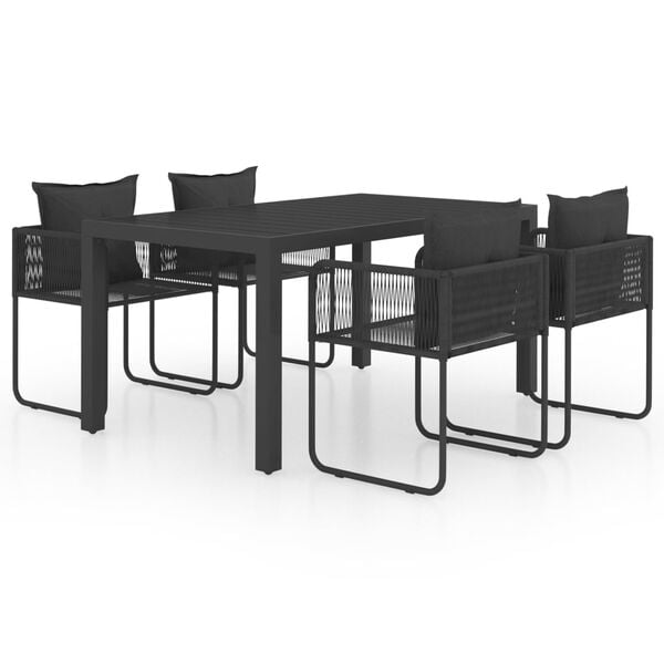 vidaXL 5 Parta Gar&eth;bor&eth;stofusett PVC Rattan Svart
