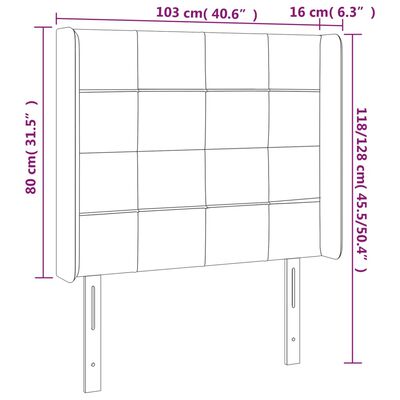 vidaXL LED höfuðgafl Dökkgrænt 103x16x118/128 cm Flauel