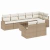 vidaXL Gar&eth;s&oacute;fa sett me&eth; p&uacute;&eth;i 9 pcs Beige og Hv&iacute;tt p&oacute;l&yacute;rattan