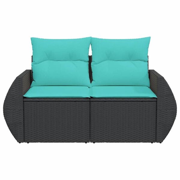 vidaXL Gar&eth;s&oacute;fi me&eth; Sessum 2-s&aelig;ta Svartur P&oacute;l&yacute;rattan