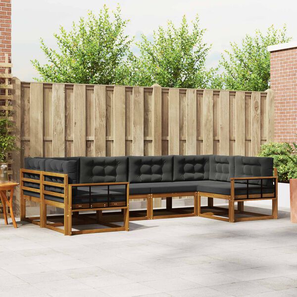 vidaXL &Uacute;ti s&oacute;fasett me&eth; p&uacute;&eth;i 6 pcs N&aacute;tt&uacute;rulegt og Antrac&iacute;t