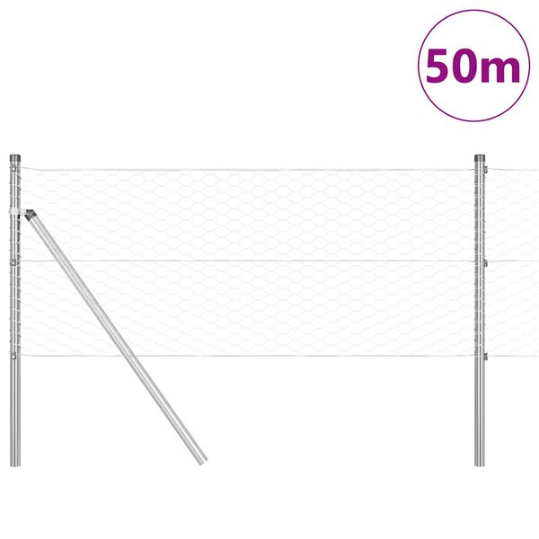 vidaXL Gir&eth;ingarp&oacute;stur Silfur 50 x 0,6 m (36 mm net) St&aacute;l