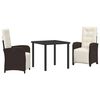 vidaXL Gar&eth;ur bor&eth;sett me&eth; p&uacute;&eth;i 3 pcs Br&uacute;nn p&oacute;l&yacute;rattan