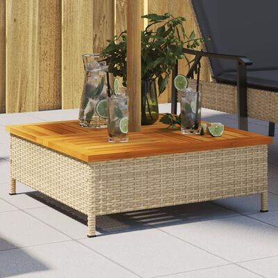 vidaXL Sólhlífarstandshlíf 70x70x25 cm Drapplituð Pólýrattan og Akasía