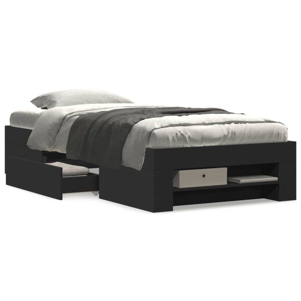 vidaXL R&uacute;mgrind Svartur 90x190 cm Samsettur Vi&eth;ur