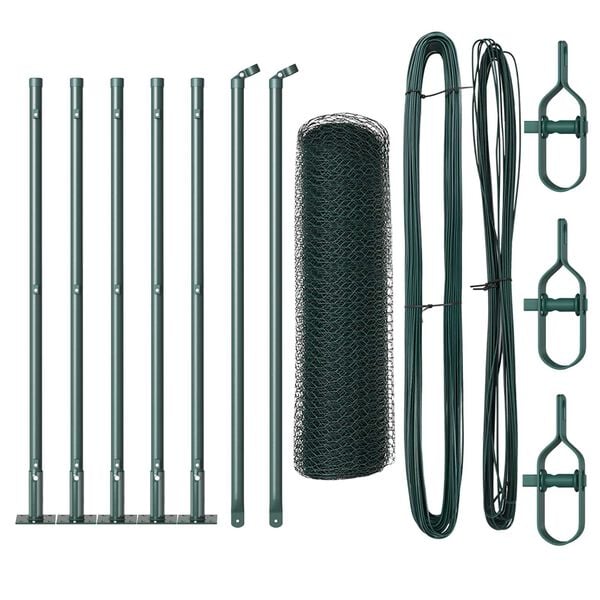 vidaXL Gir&eth;ingarp&oacute;stur Gr&aelig;nn 10 x 0,4 m (13 mm net) St&aacute;l og PVC