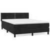 vidaXL H&oacute;lfa&eth; Springr&uacute;m me&eth; D&yacute;nu Svart 140x190 cm Flauel