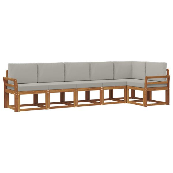 vidaXL &Uacute;ti s&oacute;fasett me&eth; p&uacute;&eth;i 6 pcs N&aacute;tt&uacute;rulegt og Lj&oacute;st Gr&aacute;tt