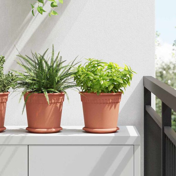 vidaXL R&uacute;n bl&oacute;mapotta 24 pcs Ekkert Rautt &Oslash; 19 x 16 cm Plast