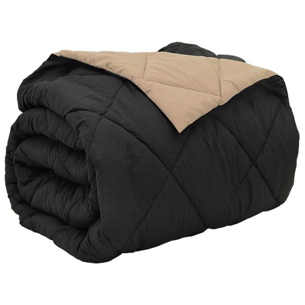 vidaXL Full &aacute;rs d&yacute;na Svartur og Taupe 220 x 200 cm M&iacute;kr&oacute;f&iacute;ber