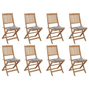 vidaXL Fellanlegir &uacute;tist&oacute;lar me&eth; Sessum 8 stk. Gegnheill Akas&iacute;uvi&eth;ur