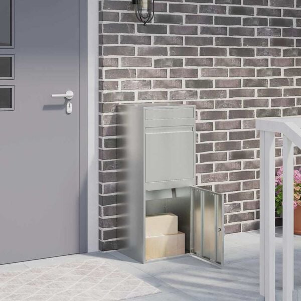 vidaXL P&oacute;stkassi me&eth; hur&eth; Svartur 41 x 38 x 103 cm Galvaniserad st&aacute;l