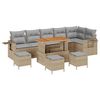 vidaXL Garðsófa sett með púði 12 pcs Beige og ljósgrár pólýrattan
