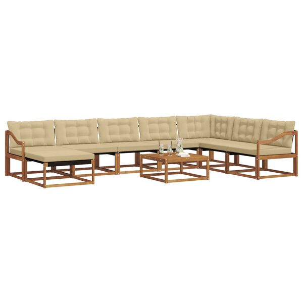 vidaXL &Uacute;ti s&oacute;fasett me&eth; p&uacute;&eth;i 9 pcs N&aacute;tt&uacute;rulegt og B&eacute;ig Hrein akas&iacute;utr&eacute;