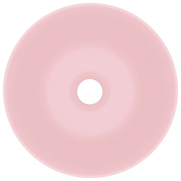 vidaXL Ba&eth;herbergisvaskur Postul&iacute;n Mattur Bleikur Hringlaga