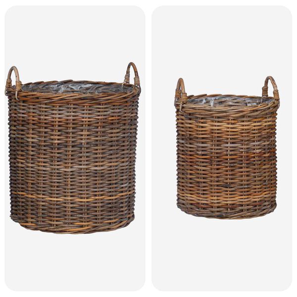 vidaXL Pl&ouml;ntuk&ouml;rfu me&eth; geymslu 2 pcs Br&uacute;nn Lacak Rattan