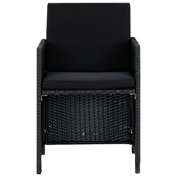 vidaXL 9 Hluta &Uacute;tibor&eth;stofusett me&eth; P&uacute;&eth;um P&oacute;l&yacute;rattan Svart