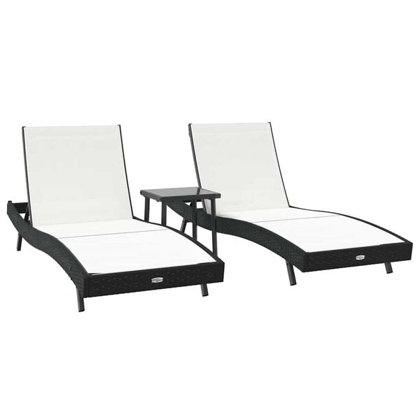 vidaXL Sófasætum 3 pcs Svartur og Hvítt 40 x 40 x 40.5 cm pólýrattan