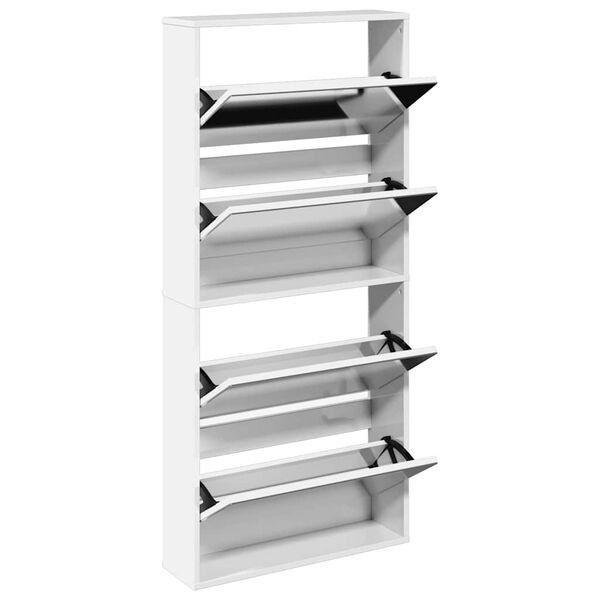 vidaXL Sk&oacute;sk&aacute;pur me&eth; Spegli 4ja Laga H&aacute;glans Hv&iacute;tur 63x17x134 cm