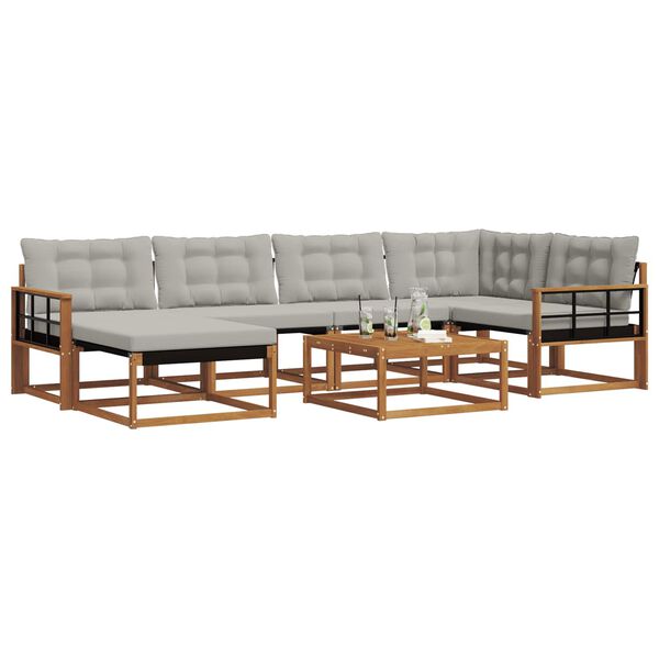 vidaXL &Uacute;ti s&oacute;fasett 7 pcs N&aacute;tt&uacute;rulegt og Lj&oacute;st Gr&aacute;tt Hrein akas&iacute;utr&eacute;