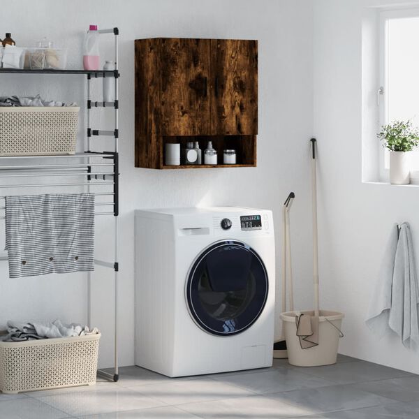 vidaXL Veggfestur Sk&aacute;pur Reyklitu&eth; Eik 60x31x70 cm Samsettur Vi&eth;ur