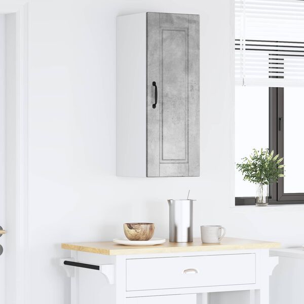 vidaXL Eldh&uacute;s sk&aacute;pur Steingri&eth; 30 x 31 x 80 cm Samsettur vi&eth;ur