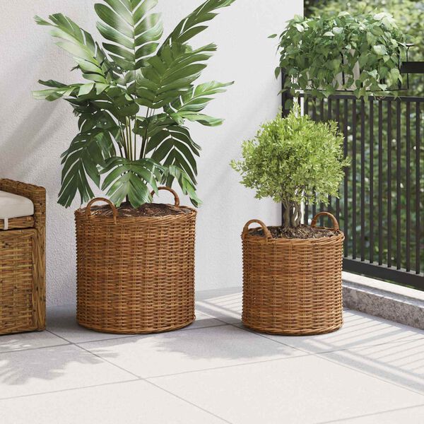 vidaXL Pl&ouml;ntuk&ouml;rfu me&eth; geymslu 2 pcs Br&uacute;nn Lacak Rattan