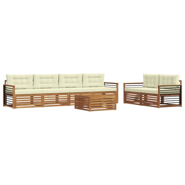 vidaXL &Uacute;ti s&oacute;fasett me&eth; p&uacute;&eth;i 7 pcs N&aacute;tt&uacute;rulegt og Krem