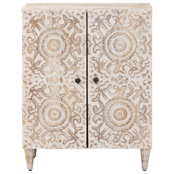 vidaXL Skrifbor&eth; me&eth; geymslu Hv&iacute;tt 60 x 33,5 x 75 cm Hart mang&oacute;tr&eacute;