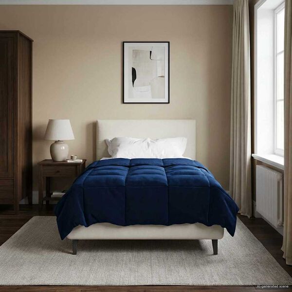 vidaXL Vetrar s&aelig;ng S&iacute;&eth;la&eth; D&ouml;kkbl&aacute;r 155 x 200 cm M&iacute;kr&oacute;f&iacute;ber