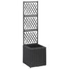 vidaXL Upph&aelig;kka&eth;ur Bl&oacute;makassi me&eth; Rimlagrind og 1 Potti 30x30x107 cm P&oacute;l&yacute;rattan Svartur
