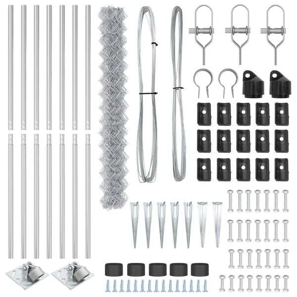 vidaXL Gir&eth;ingarp&oacute;stur Silfur 10 x 1,5 m (60 x 60 mm net) St&aacute;l