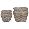 vidaXL Pl&ouml;ntuk&ouml;rfu me&eth; geymslu 2 pcs Gr&aacute;r Lacak rattan