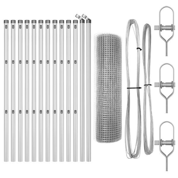 vidaXL Gir&eth;ingarp&oacute;stur Silfur 25 x 0,8 m (25 x 25 mm net) St&aacute;l