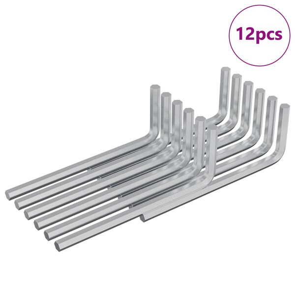 vidaXL Hex lyklasett 12 pcs Silfur 32 x 86 mm St&aacute;l