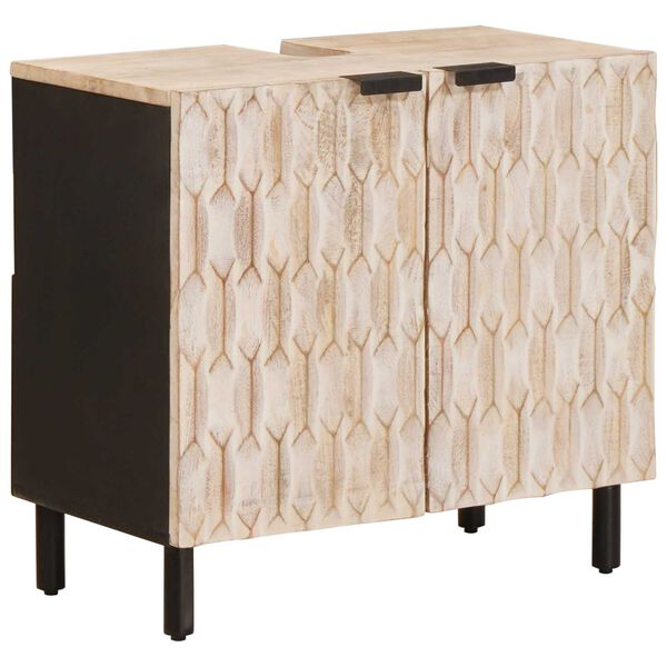 vidaXL Ba&eth;herbergisvaskarsk&aacute;pur Hv&iacute;tt 62 x 33 x 58 cm Hart mang&oacute;tr&eacute;