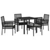 vidaXL Gar&eth;ur bor&eth;sett me&eth; p&uacute;&eth;i 5 pcs Svartur p&oacute;l&yacute;rattan